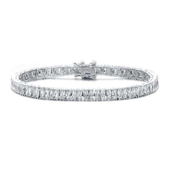 CZ Tennis Bracelet In White Rhodium Over Brass