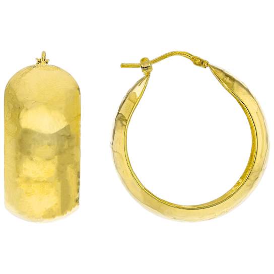 Hammered Hoop Earrings In 18k Gold Over Sterling Silver