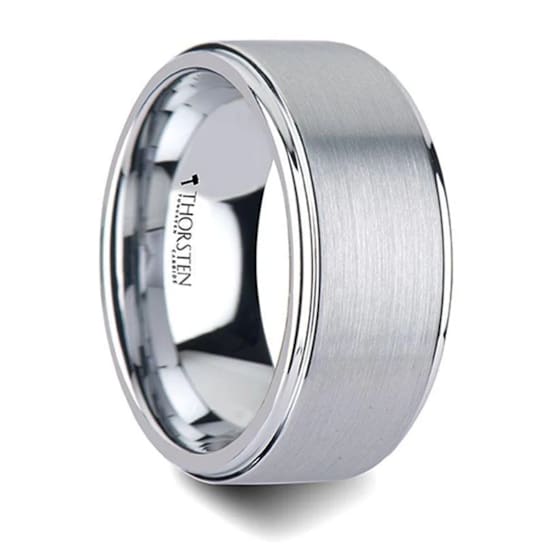 OPTIMUS Raised Center with Brush Finish Tungsten Ring 10mm