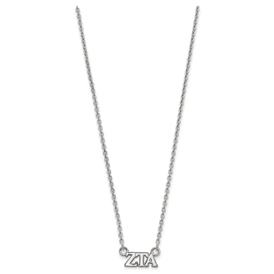 Rhodium Over Sterling Silver LogoArt Zeta Tau Alpha Extra Small Pendant Necklace