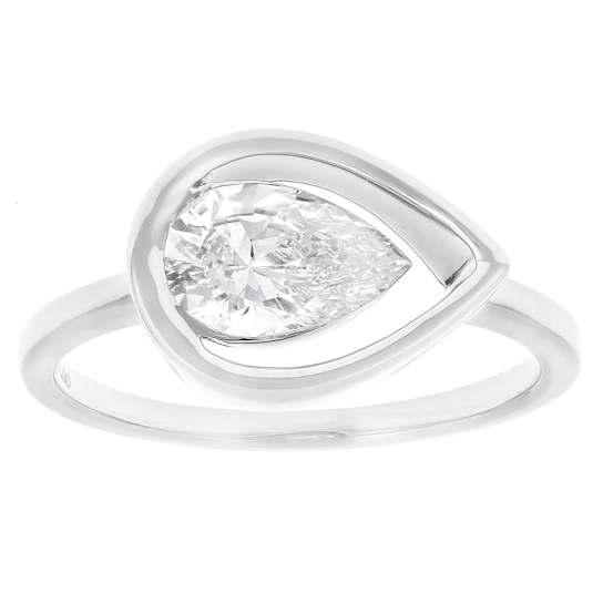 Lab-Grown Floating Pear Diamond Solitaire Ring In White Gold