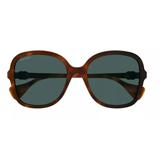 Gucci Havana Oversize Frame / Green Lens Sunglasses