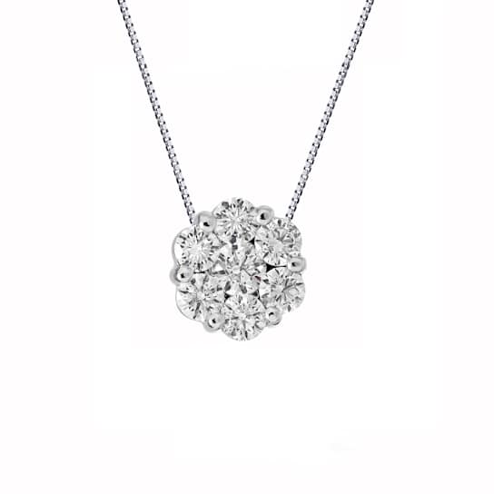0.35ctw Diamond Cluster Pendant in 14k White Gold