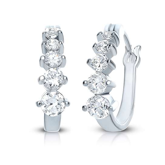 CZ Inside-Out Hoop Earrings In Sterling Silver