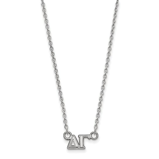 Rhodium Over Sterling Silver LogoArt Delta Gamma Extra Small Pendant Necklace