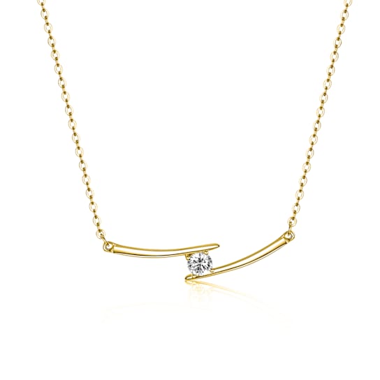 Moissanite Bar Necklace In 14K Gold Over Sterling Silver 0.30ctw DEW