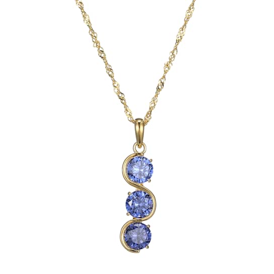 Blue Cubic Zirconia 18k Yellow Gold Over Sterling Silver June Birthstone
Pendant 5.94ctw