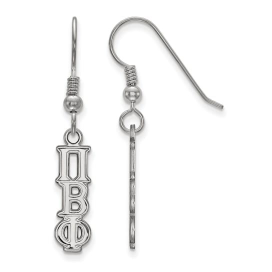 Rhodium Over Sterling Silver LogoArt Pi Beta Phi Small Dangle Earrings