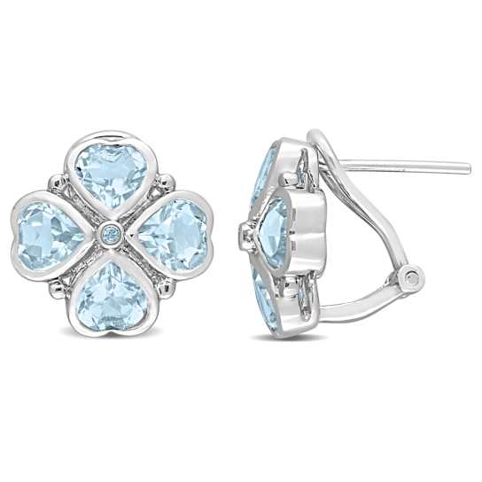 4.40ctw Sky Blue Topaz Floral Earrings in Sterling Silver