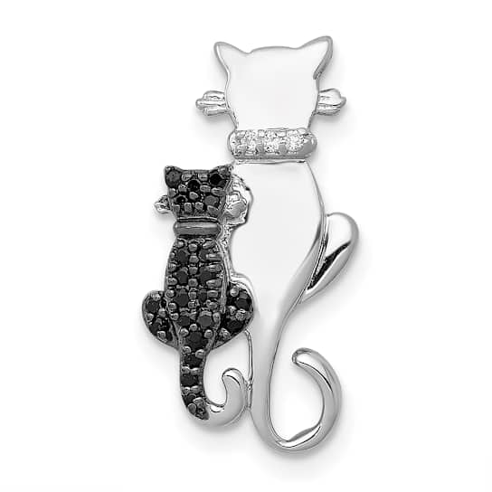 Rhodium Over 14k White Gold Black and White Accent Diamond Cats Chain
Slide Pendant