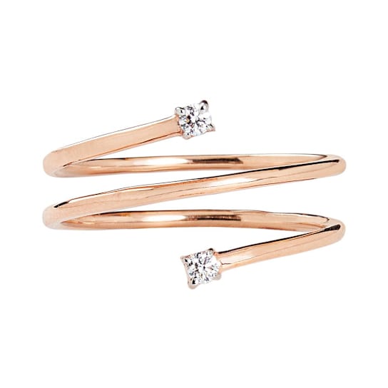 Lab Grown Diamond Accent 10K Rose Gold Spiral Design Bypass Ring, 0.06ctw