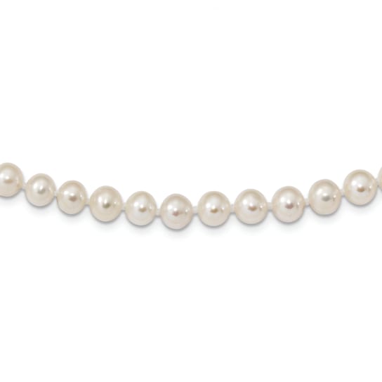 Rhodium Over Sterling Silver 6-7mm White Freshwater Cultured Pearl Necklace
