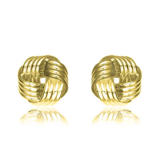Twisted Knot Button Stud Earrings In 14K Gold Over Brass