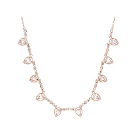 Morganite And White Zircon Station Necklace In 18K Rose Gold Over
Sterling Silver 1.46ctw