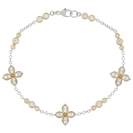 Lab-Grown Diamond Two-Tone Clover Station Bracelet In 14K Gold Over
Sterling Silver 1.50ctw
