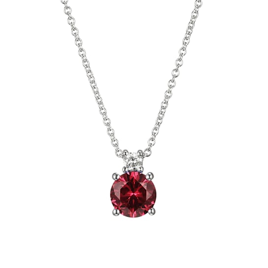 Red Lab Created Ruby Rhodium Over Sterling Silver Necklace 1.07ctw