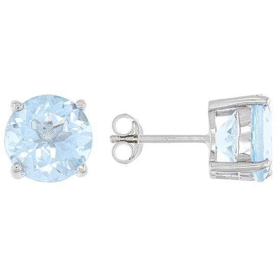 Sky Blue Topaz Stud Earrings In Sterling Silver 9.0ctw