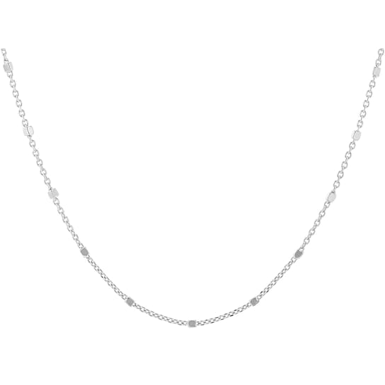 Square Bead Station Necklace In Sterling Silver