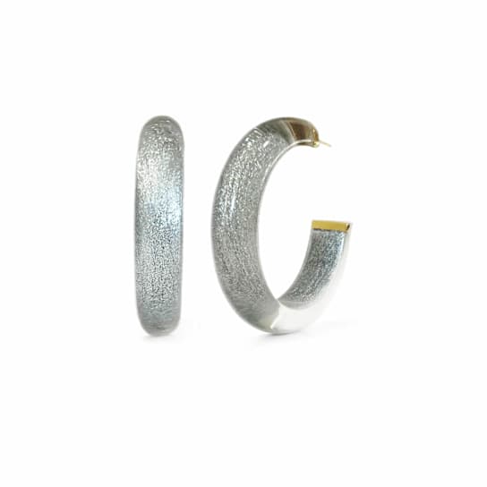 14K Yellow Gold Over Sterling Silver Medium Illusion Acrylic Hoops in Pixi