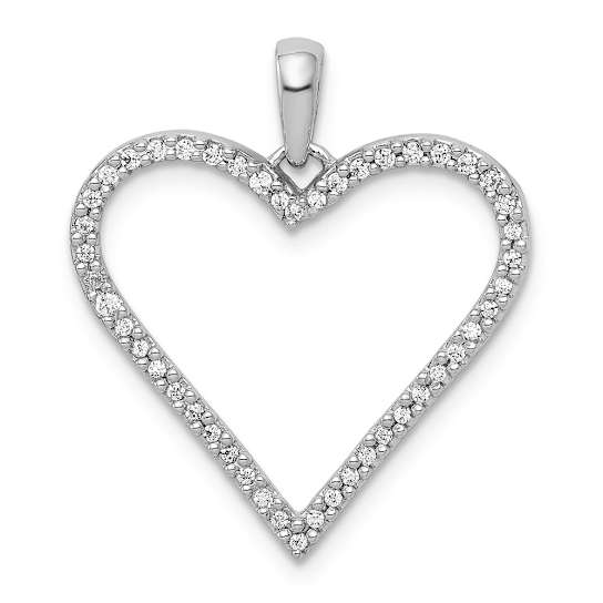 Rhodium Over 14k White Gold Diamond Heart Pendant