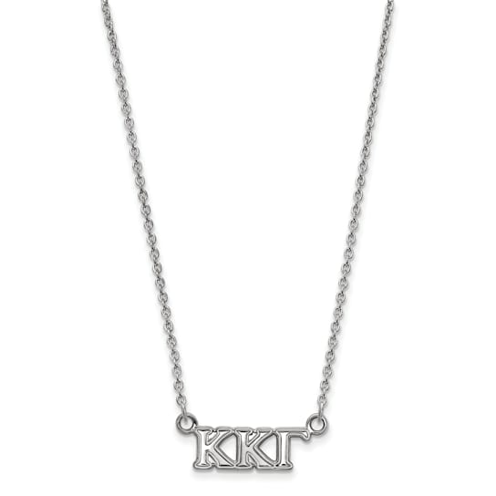 Rhodium Over Sterling Silver LogoArt Kappa Kappa Gamma Extra Small
Pendant Necklace