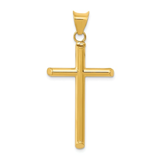 14k Yellow Gold 3D Polished Cross Pendant