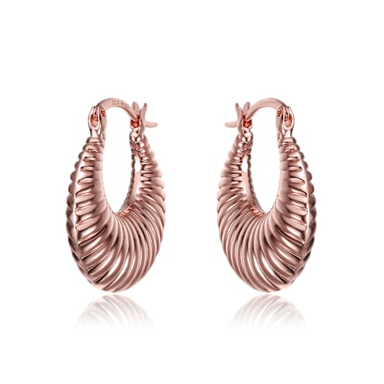 Seashell Hoop Earrings In 18K Rose Gold Over Brass