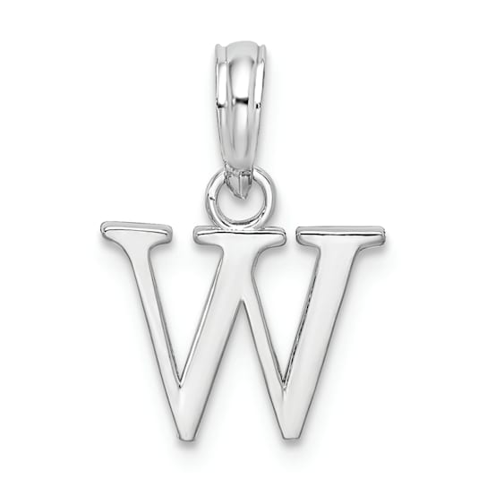 Sterling Silver Polished Block Initial -W- Pendant
