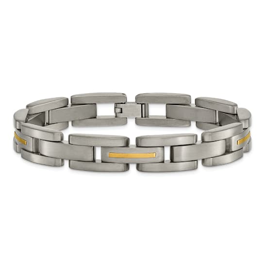 Titanium with 14k Inlay Brushed Bracelet