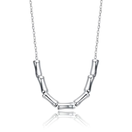 Bamboo-Inspired Statement Necklace In Rhodium Over Brass