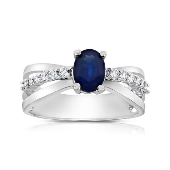 1.00ctw Sapphire and Diamond Ring in 14k White Gold