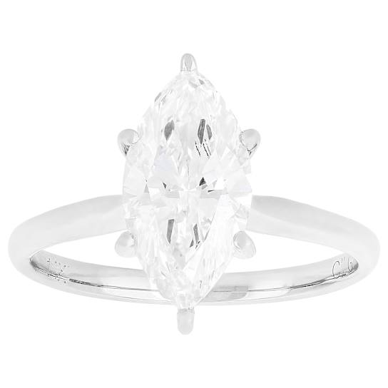 Lab-Grown Diamond Marquise Solitaire Ring In 14K White Gold 2.00ct