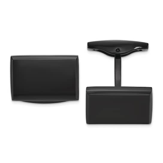 Stainless Steel Polished Black IP-plated Rectangle Cuff Links