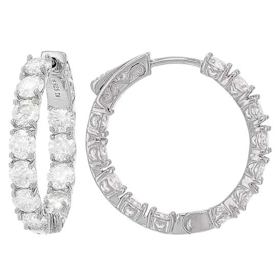 Moissanite Inside-Out Hoop Earrings In Platinum-Enhanced Sterling Silver