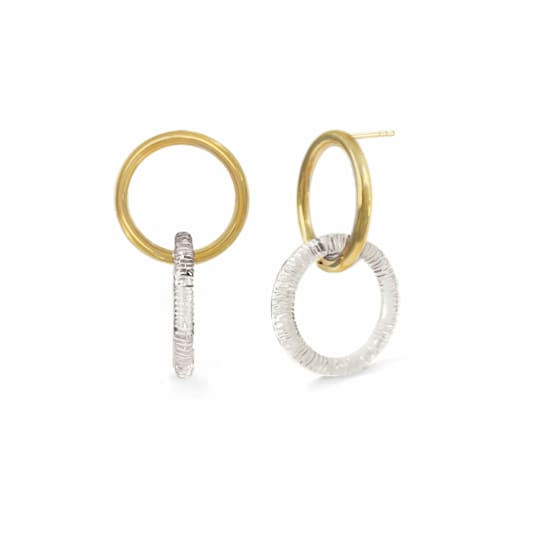14K Yellow Gold Over Sterling Silver Acrylic Double Drop Earrings in Clear