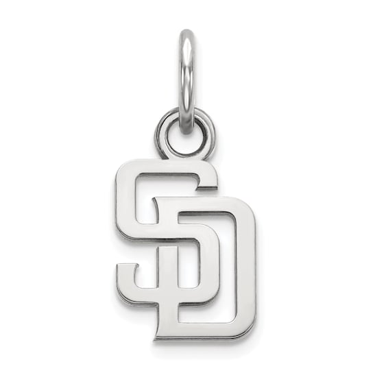 Rhodium Over Sterling Silver MLB San Diego Padres LogoArt Pendant