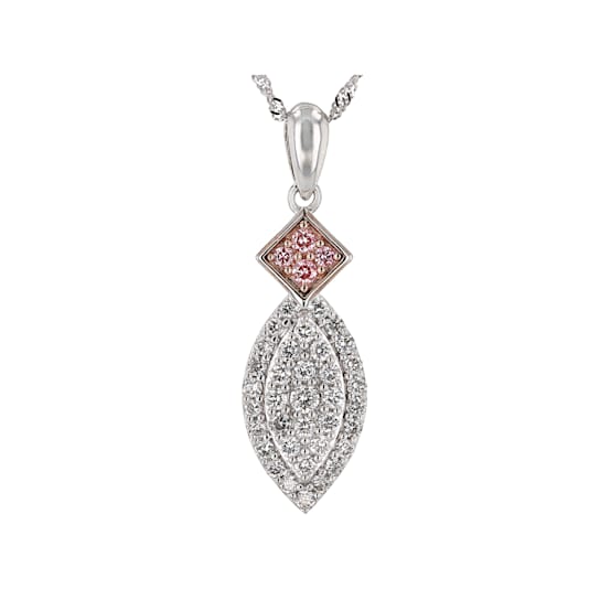 Pink And White Lab-Grown Diamond 14K White Gold Pendant W/ 18"
Singapore Chain 0.53ctw