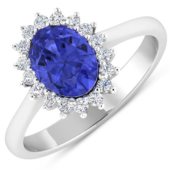 1.63ctw Violet Tanzanite and Diamond 14K White Gold Halo Ring