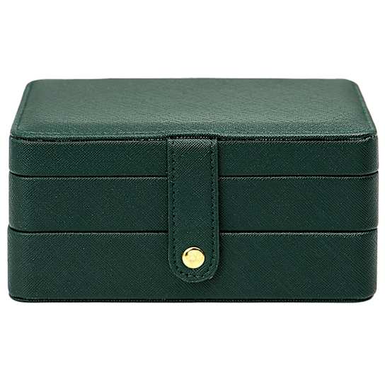 Green 3 Layer Jewelry Box appx 6.7x4.7x3.14"