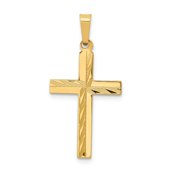 14k Yellow Gold Diamond-Cut Cross Pendant