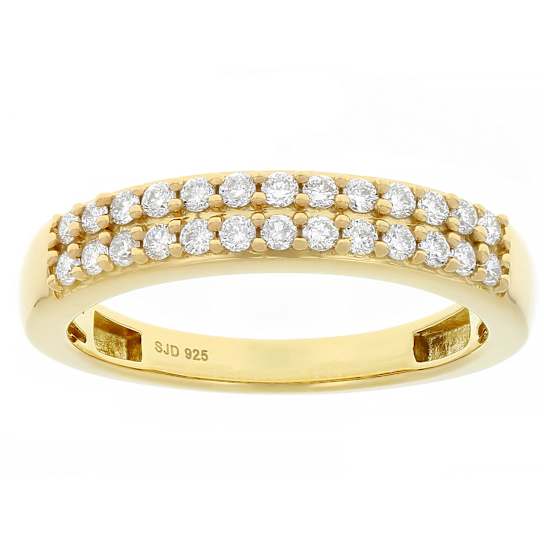 Lab-Grown Diamond Band Ring In 14K Gold Over Sterling Silver 0.40ctw