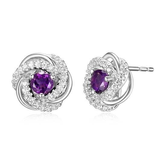 Purple Amethyst Rhodium Over Sterling Silver Earrings