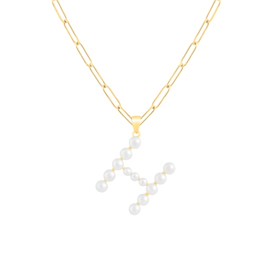 Letter H Initial Cultured Pearl Pendant Necklace In 18K Gold Over
Sterling Silver
