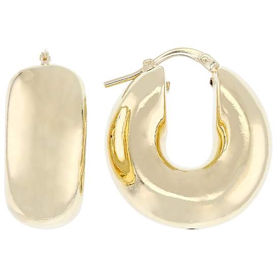 Chunky Tube Hoop Earrings In 18K Gold Over Bronze