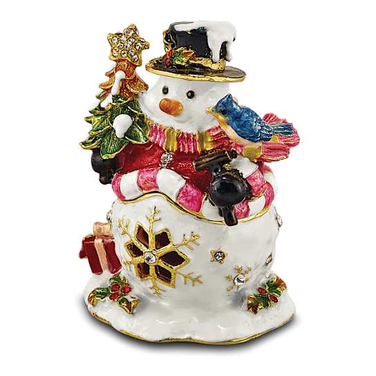 HOLLY JOLLY Snowman Trinket Box