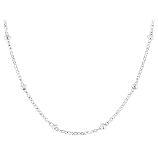 Cable Station Chain Necklace In Sterling Silver