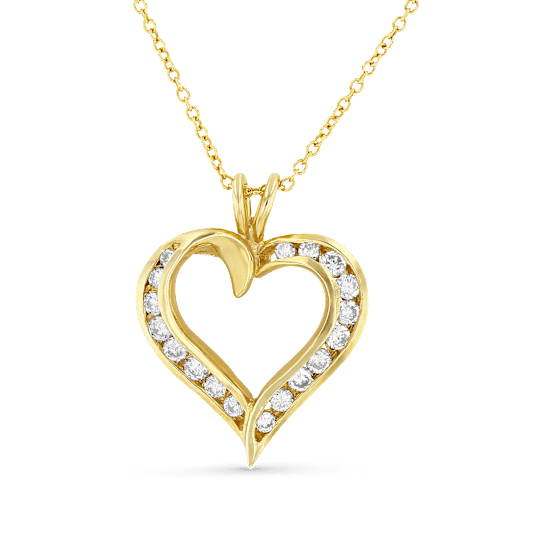 0.40ctw Diamond Heart Pendant with chain in 14k Yellow Gold