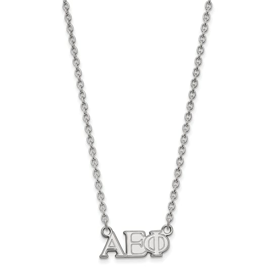 Rhodium Over Sterling Silver LogoArt Alpha Epsilon Phi Medium Pendant Necklace