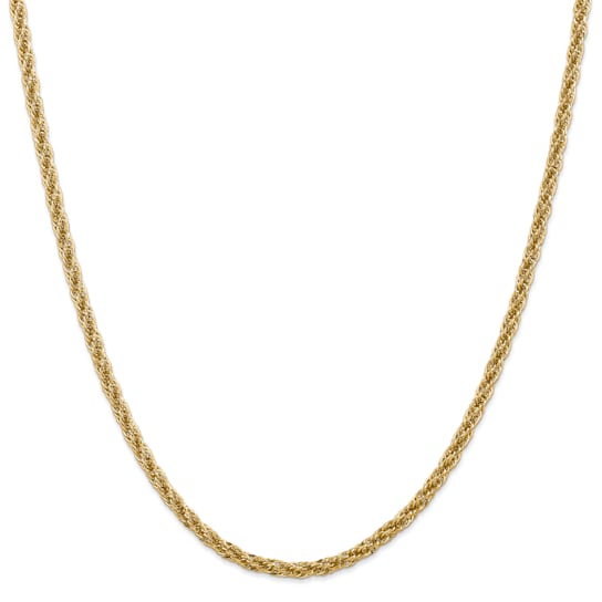14K Yellow Gold 3.3mm Diamond-cut Semi-solid Chain Necklace