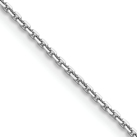 Rhodium Over 14k White Gold 1.2mm Diamond-Cut Solid Cable 20 Inch Chain